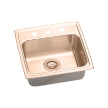 Lustertone 19" Copper Drop In Lavatory Sink with Customizable Hole Drill and Antimicrobial Protection
