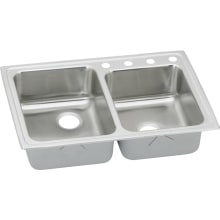 Gourmet 33" Double Basin Drop In Stainless Steel Kitchen Sink