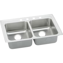 33" x 19" Double Basin Stainless Steel Top Mount Kitchen Sink