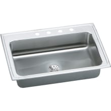 Gourmet 33" Single Basin 18-Gauge Stainless Steel Kitchen Sink for Drop In Installations with SoundGuard Technology - Perfect Drain Assembly Included