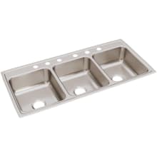 Lustertone 46" Drop In Triple Basin Stainless Steel Kitchen Sink