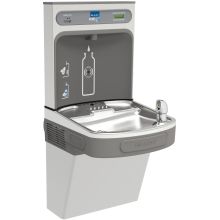 EZH20 18-3/8" Wall Mounted Single Station Hands Free Bottle Filler Combo - Cooler Operated and Vandal Resistant Bubbler