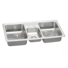 Gourmet Pacemaker Stainless Steel 43" x 22" Triple Basin Top Mount Kitchen Sink