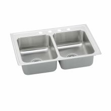 Pacemaker 33" Double Basin 20-Gauge Stainless Steel Kitchen Sink for Drop In Installations with 50/50 Split and SoundGuard Technology