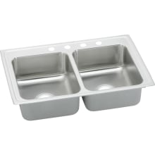 Pacemaker 33" Double Basin 20-Gauge Stainless Steel Kitchen Sink for Drop In Installations with 50/50 Split and SoundGuard Technology