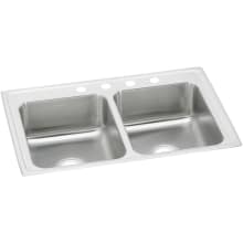 Pacemaker 33" Double Basin 20-Gauge Stainless Steel Kitchen Sink for Drop In Installations with 50/50 Split and SoundGuard Technology