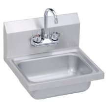 17" Wall Mounted Single Basin Stainless Steel Utility Sink with 1.5 GPM Kitchen Faucet and Basket Strainer