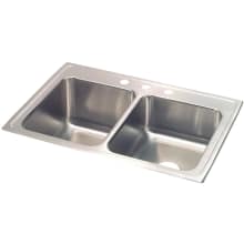 Gourmet 33" Double Basin 18-Gauge Stainless Steel Kitchen Sink for Drop In Installations with 50/50 Split and SoundGuard Technology