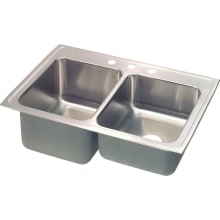 Gourmet 33" Double Basin 18-Gauge Stainless Steel Kitchen Sink for Drop In Installations with 50/50 Split and SoundGuard Technology