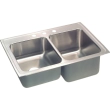 Gourmet 33" Double Basin Drop In Stainless Steel Kitchen Sink