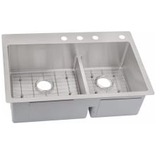 Crosstown 33" x 22" Double Basin Stainless Steel Kitchen Sink with Aqua Divide plus Sink Grids