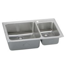 Gourmet Lustertone Stainless Steel 37" x 22" Double Basin Top Mount Kitchen Sink with 10" Depth