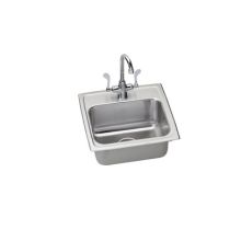 Utility Sink Topmount 18 Gauge Single Bowl Includes All Supply Lines (LR17161) and Utility Faucet Gooseneck Spout with Single Hole Concealed Deck Mount (LK500GN04T4)