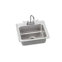 Utility Sink Topmount 18 Gauge Single Bowl Includes All Supply Lines (LR2219) and Utility Faucet Gooseneck Spout with Single Hole Concealed Deck Mount (LK406GN04T4)