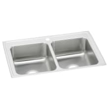 Lustertone 33" Double Basin Drop In Stainless Steel Kitchen Sink