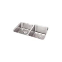 Gourmet 31-1/4" Double Basin Stainless Steel Undermount Kitchen Sink with 50/50 Split - Basin Rack and Perfect Drain Assemblies Included