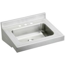 Stainless Steel 22" Wall Mount Single Bowl Bathroom Sink with Three Faucet Holes, 2-1/2" Backsplash and 4" Centers