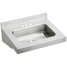 Stainless Steel 22" Wall Mount Single Bowl Bathroom Sink with Three Faucet Holes, 2-1/2" Backsplash and 2" Centers