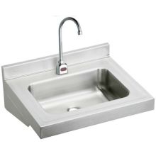Stainless Steel 22" Wall Mount Single Bowl Bathroom Sink with 2.0 GPM Sensor Faucet and Anti-Scald Mixing Valve