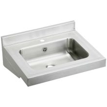 Stainless Steel 22" Wall Mount Single Bowl Bathroom Sink with Single Faucet Hole, 2-1/2" Backsplash and Connected Overflow