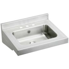 Stainless Steel 22" Wall Mount Single Bowl Bathroom Sink with Three Faucet Holes, 4" Centers and Connected Overflow