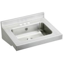 Stainless Steel 22" Wall Mount Single Bowl Bathroom Sink with Three Faucet Holes, 2" Centers and Connected Overflow