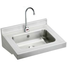 Stainless Steel 22" Wall Mount Single Bowl Bathroom Sink with 2.0 GPM Sensor Faucet, Mixing Valve and Connected Overflow