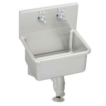 Stainless Steel 21" x 17-1/2" Wall Mount Service Sink Package with 12" Depth and Two Service Faucets