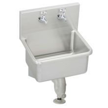 Stainless Steel 23" x 18-1/2" Wall Mount Service Sink with 12" Depth and Two Service Faucets