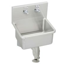 Stainless Steel 25" x 19-1/2" Wall Mount Service Sink with 12" Depth and Two Service Faucets