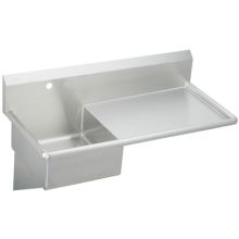 Stainless Steel 49-1/2" x 24" Wall Mount Service Sink with Right Side Drain Board and Single Faucet Hole