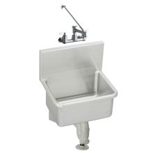 Stainless Steel 21" x 17-1/2" Wall Mount Service Sink Package with Bucket Hook Faucet and Drain Fitting