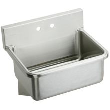 25" Wall Mount 14 Gauge Stainless Steel Scrub Sink with Two Faucet Holes