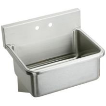 Wall Mount 14 Gauge Stainless Steel Scrub Sink with Two Faucet Holes