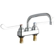 ADA 4" Centerset Exposed Utility Faucet with 8" Reach Arc Tube Spout and 6" Blade Handles