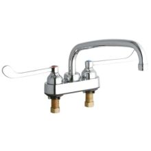ADA 4" Centerset Exposed Utility Faucet with 10" Reach Arc Tube Spout and 6" Blade Handles