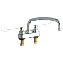 ADA 4" Centerset Exposed Utility Faucet with 12" Reach Arc Tube Spout and 6" Blade Handles