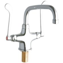 ADA Single Hole Concealed Deck Utility Faucet with 8" Reach Arc Tube Spout and 6" Blade Handles