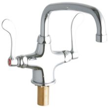 ADA Single Hole Concealed Deck Utility Faucet with 10" Reach Arc Tube Spout and 4" Blade Handles