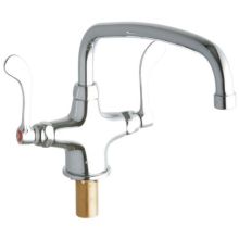 ADA Single Hole Concealed Deck Utility Faucet with 12" Reach Arc Tube Spout and 4" Blade Handles