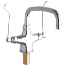 ADA Single Hole Concealed Deck Utility Faucet with 12" Reach Arc Tube Spout and 6" Blade Handles