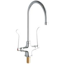 16-11/16" ADA Single Hole Concealed Deck Utility Faucet with 8" Reach Gooseneck Spout and 4" Blade Handles