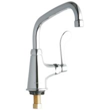 ADA Single Hole Single Control Deck Mount Classroom Faucet with 8" Reach Arc Tube Spout and 4" Blade Handle