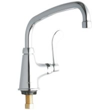 ADA Single Hole Single Control Deck Mount Classroom Faucet with 10" Reach Arc Tube Spout and 4" Blade Handle - Cold Water Only