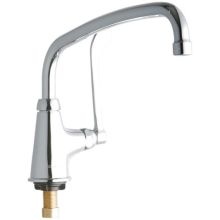 ADA Single Hole Single Control Deck Mount Classroom Faucet with 12" Reach Arc Tube Spout and 6" Blade Handle