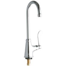 ADA Single Hole Single Control Deck Mount Classroom Faucet with 5-1/8" Reach Gooseneck Spout and 4" Blade Handle