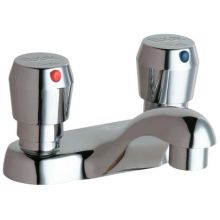 ADA Deck Mount Metered Faucet with Push Button Handles Integral Spout and 4" Centers