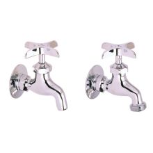 Wall Mount Service Sink Faucet Pair with Metal Cross Handles