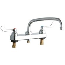 ADA 8" Centerset Exposed Deck Food Service Faucet with 10" Reach Arc Tube Spout and 4" Blade Handles