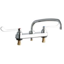 ADA 8" Centerset Exposed Deck Food Service Faucet with 10" Reach Arc Tube Spout and 6" Blade Handles